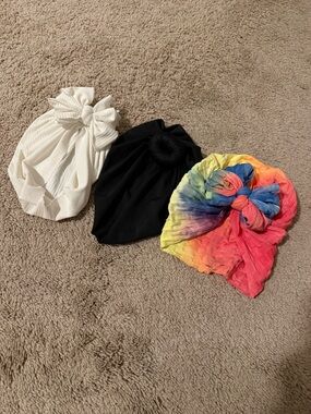 Set of 3 Swim Knot Headwraps — White, Black & Rainbow